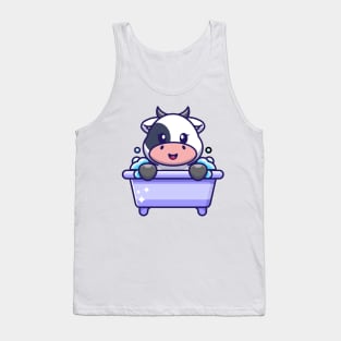 Cute cow in a bathtub cartoon character Tank Top